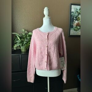 Celebrity Pink Button-Up Cardigan Sweater
